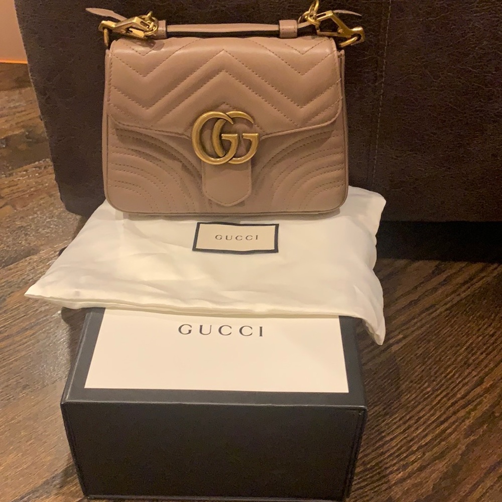 GG Marmont Mini Top Handle Bag!